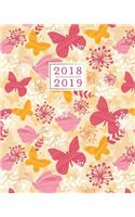 2018 - 2019 Weekly Planner: Pink & Orange Butterflies 16 Month Calendar Book