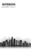 Notebook Milan, Italy: Lined Ruled with Notes Section Box Modern City Skyline Themed Notebooks and Journals