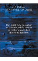 The Quick Determination of Incombustible Matter in Coal and Rock-Dust Mixtures in Mines