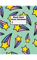 Blank Sheet Music Notebook: Easy Blank Staff Manuscript Book Large 8.5 X 11 Inches Musician Paper Wide 12 Staves Per Page for Piano, Flute, Violin, Guitar, Trumpet, Drums, Cell