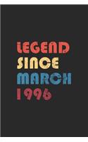 Legend Since March 1996: Retro Lined Notebook, Journal, Organizer, Diary, Composition Notebook, Gifts for the Family, Friends or Boys & Girls Born In March 1996: Lined Noteb