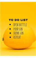 To Do List - Open Bottle, Pour Gin, Drink Gin, Repeat