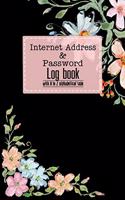 Internet address and Password logbook with A to Z alphabetical tabs: Floral watercolor design on black background convenient record for personal website name, social media account, online shopping, password, email add