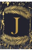 J: Elegant Gold Initial Monogram Letter J & Feathers, Marble Texture Personalized Blank Lined Journal & Notebook for Writing & Notes for Him, Her (Smal(10 Dark Grayish Navy Monogrammed Paperback Dairy)