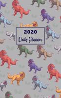 2020 Daily Planner: 12 Month: January 1 2020 - December 31 2020 Diary / 365 Pages - ( Daily Hourly Planner ) Page A Day With Cute Dinosaur Pattern Cover