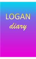 Logan: Journal Diary - Personalized First Name Personal Writing - Letter L Blue Purple Pink Gold Effect Cover - Daily Diaries for Journalists & Writers - J