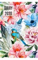 2020 Daily Diary Planner, Birds in Flowers: Three Days Per Page Full Year Planner(4 Flower)