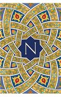 Monogram N Notebook: Blank Journal Diary Memoir Log Logue