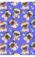 Bullet Journal Notebook Funny Pugs Pattern 11: 112 Page Numbered Graph Style Grid Bullet Journal with Index Pages and Key Pages in Portable 6 X 9 Size.