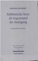 Rabbinische Texte als Gegenstand der Auslegung