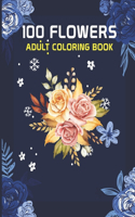 100 Flowers Adult Coloring Book