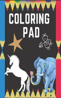 Coloring Pad: COLORING ANIMALS & WORDS FOR KIDS 50 PAGES, 8.5"x11"