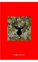 Hunting Journal: Lined Journal - Camouflage Deer Antlers Hunting Cool Hobby Hunter Gift - Red Ruled Diary, Prayer, Gratitude, Writing, Travel, Notebook For Men Women