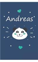 Andreas: Ein Personalisiertes Panda Tage-/Notizbuch Mit Dem Namen Andreas Und Ganzen 100 Linierten Seiten Im Tollen 6x9 Zoll Format (Ca. Din A5). Optimal ALS