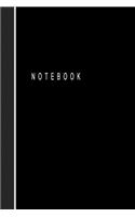 Notebook: Classic Black Blank Lined Journal Notebook (6 x9 inches) - 110 Pages