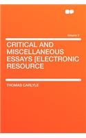 Critical and Miscellaneous Essays [Electronic Resource Volume 2