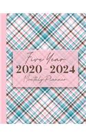 2020-2024 Five Year Monthly Planner: 60 Monthly Calendars with Monthly Focus, Goals, and To-Do List