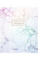 Graph Paper Notebook: Modern Rainbow Marble - 7.5 x 9.25 - 5 x 5 Squares per inch - 100 Quad Ruled Pages - Cute Graph Paper Composition Notebook for Children, Kids, Girls