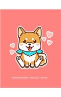 Composition Notebook: Cute Kawaii Shiba Inu Journal for Dog Lovers - Wide Ruled Lined Paper - 8.5 x 11 Inches - 160 Pages