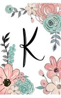 K: Monogram Initial K Composition Notebook for Women and Girls
