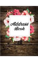 Address Book: Large Print - Watercolor Flower and Wooden Deign - 8.5x11 With 300+ Contact, Birthday, Email Address, Mobile Number: Address Book Large Print(2 Address Book Large Print)