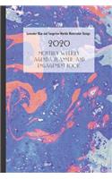 Lavender Blue and Tangerine Marble Watercolor Design 2020 Monthly Agenda Planner and Engagement Book