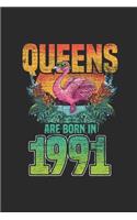 Queens Are Born In 1991: Blank Lined Notebook - Journal for Birthday Gift Idea