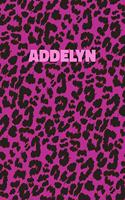 Addelyn Notebook: Personalized Pink Leopard Print Notebook (Animal Skin Pattern). College Ruled (Lined) Journal for Notes, Diary, Journaling. Wild Cat Theme Design wi