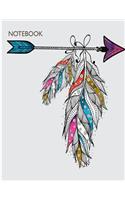 Notebook: Archer feather on white cover and Dot Graph Line Sketch pages, Extra large (8.5 x 11) inches, 110 pages, White paper, Sketch, Notebook journal(1 Archer Feather on White Notebook)