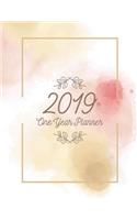 2019 One Year Planner: Golden and Pink, A Year, 12 Month, 52 Week journal, Monthly Planner, Weekly Planner, Calendar, Schedule, Organizer, Agenda, Personal Management, 8.5