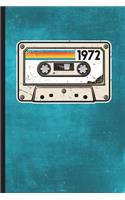 1972: 6" x 9" - 128 Pages: Distressed Vintage Cassette Tape Design on Soft Matte Cover - Notebook, Diary, Composition Book for Seventies Rockers