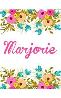 Marjorie: Personalised Name Notebook/Journal Gift For Women & Girls 100 Pages (White Floral Design)