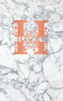 Hailey: Personalized Journal Notebook for Women or Girls. Monogram Initial H with Name. White Marble & Rose Gold Cover. 8.5 X 11 110 Pages Lined Journal Pap