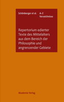 Repertorium Edierter Texte Des Mittelalters Aus Dem Bereich Der Philosophie Und Angrenzender Gebiete