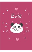 Evie: A cute personalized panda notebook/ diary for girls and women, with 100 lined pages in 6x9 inch format. Personal Diary Personalized Journal Customiz