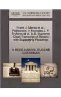 Frank J. Manta et al., Petitioners, V. Nicholas J. P. Tryforos et al. U.S. Supreme Court Transcript of Record with Supporting Pleadings