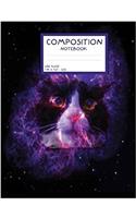 Floating Cat in Crab Nebula. Psychadelic Kitten Composition Notebook