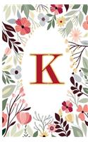 K: Cute Initial Monogram Letter K Notebook