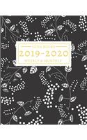 2019-2020: 16-Month Weekly and Monthly Planner/Calendar Sept 2019-Dec 2020 Black with White Flower Pattern