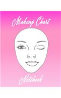 Makeup Chart Notebook: Blank Paper Practice Face Charts Gift For Professional Cosmetologists and Amateur Makeup Artists