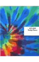 2019 - 2020 Weekly Planner: Blue Purple Yellow Green Tie Dye Pattern Gloss Cover January 2019 - December 2019 Plan Weeks, Set Goals & Get Things Done