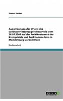 Auswirkungen des Urteils des Landesverfassungsgerichtsurteils vom 26.07.2007 auf das Politiknetzwerk der Kreisgebiets und Funktionalreform in Mecklenburg-Vorpommern