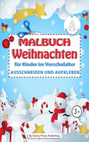 Malbuch Weihnachten Ausschneiden und Aufkleben, für Kinder im Vorschulalter mit Weihnachtsschmuck