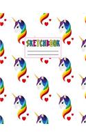 Sketcbook: Cute Unicorn Kawaii Sketch Book for Girls, Kids, Teens, Women (Perfect for Sketching, Drawing, Doodling, Journal, Note Pad, Birthday Party Favors)