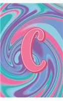 C: Letter C Monogram Initials Pastel Tie Dye Notebook & Journal