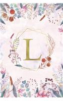 L - Monogrammed Floral Journal: Personalized Medium Ruled 6x9 Initial Notebook For Women & Girls