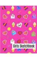 Girls Sketchbook: Beautiful Girls Notebook Sketch paper, perfect for draw, Blank Pages, White paper, Large Blank Sketchbook for girls Journal Doodle and Draw (8.5x 11