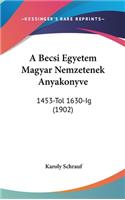 A Becsi Egyetem Magyar Nemzetenek Anyakonyve