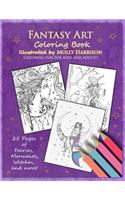 Fantasy Art Coloring Book: Fairies, mermaids, dragons and more! By artist Molly Harrison(English)