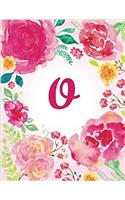 O - Pink Watercolor Floral Initial Journal (Flower Journals For Women)